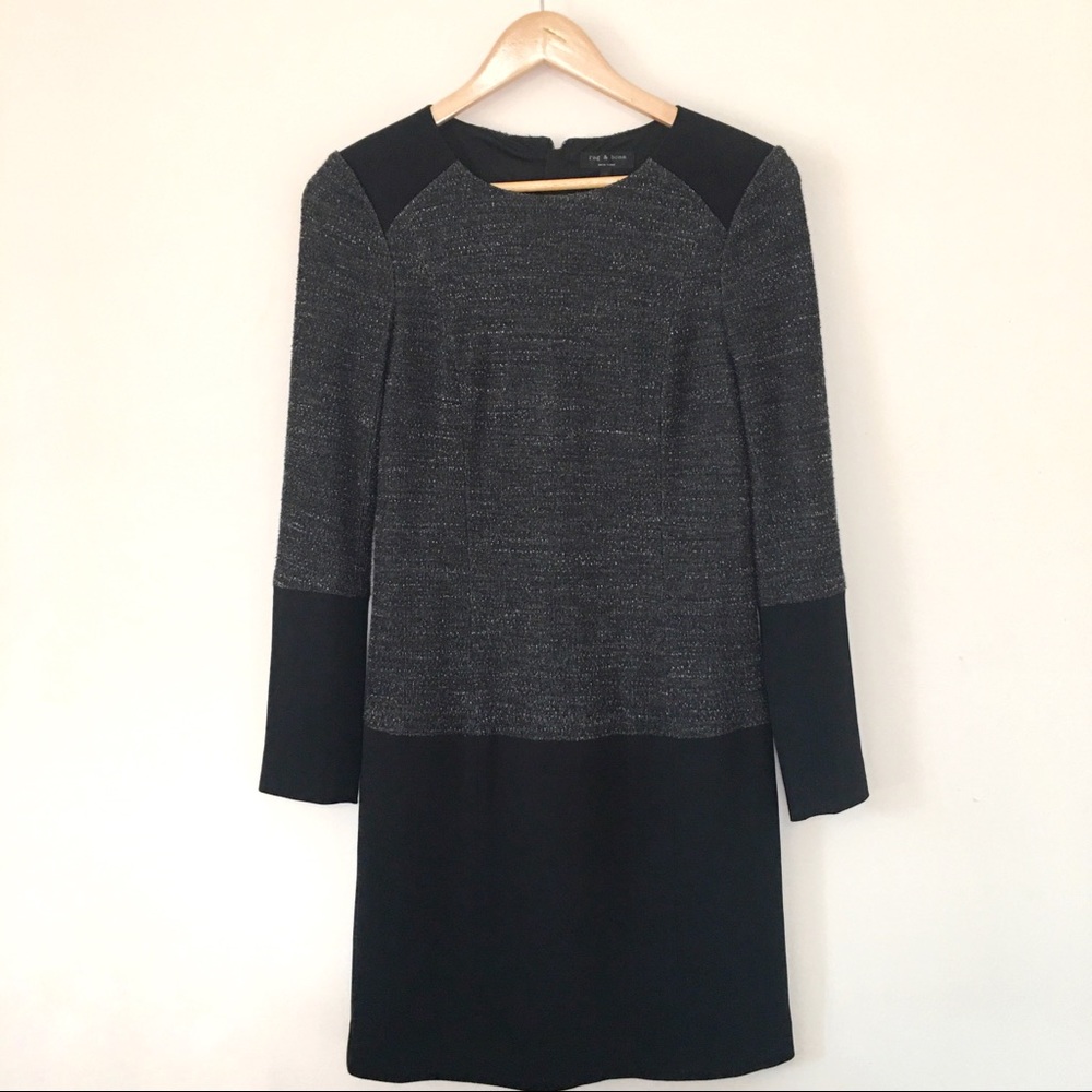 Rag & Bone Long Sleeve Color Block Wool Dress SZ 0